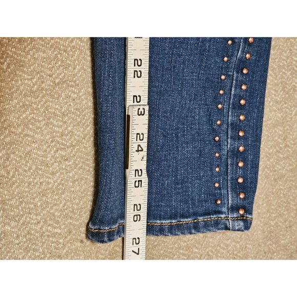 White House Black Market Slim Ankle Studded Jeans Size 10 Mid Wash - Picture 6 of 14